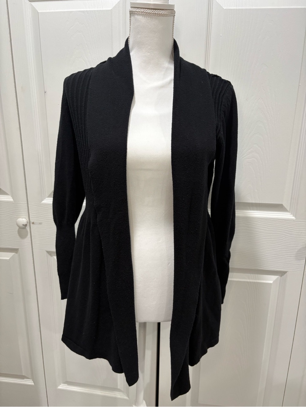 august silk Black Open-Front Draped Cardigan